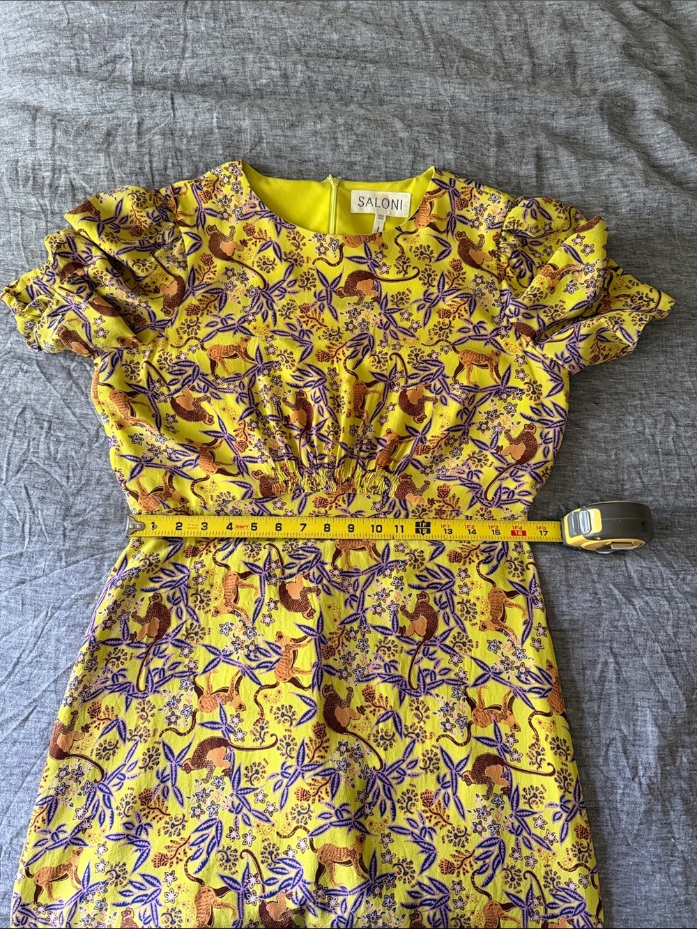 Saloni Bianca Silk Maxi Dress - Yellow Purple Boho Floral Print - Size 12 - Picture 7 of 12
